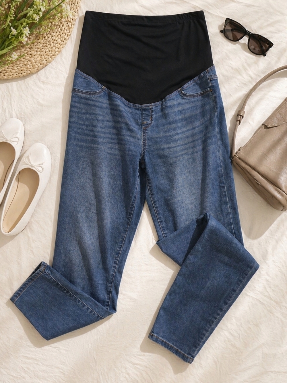 Isabel Maternity by Ingrid & Isabel Blue Denim Jeans with Black Overband